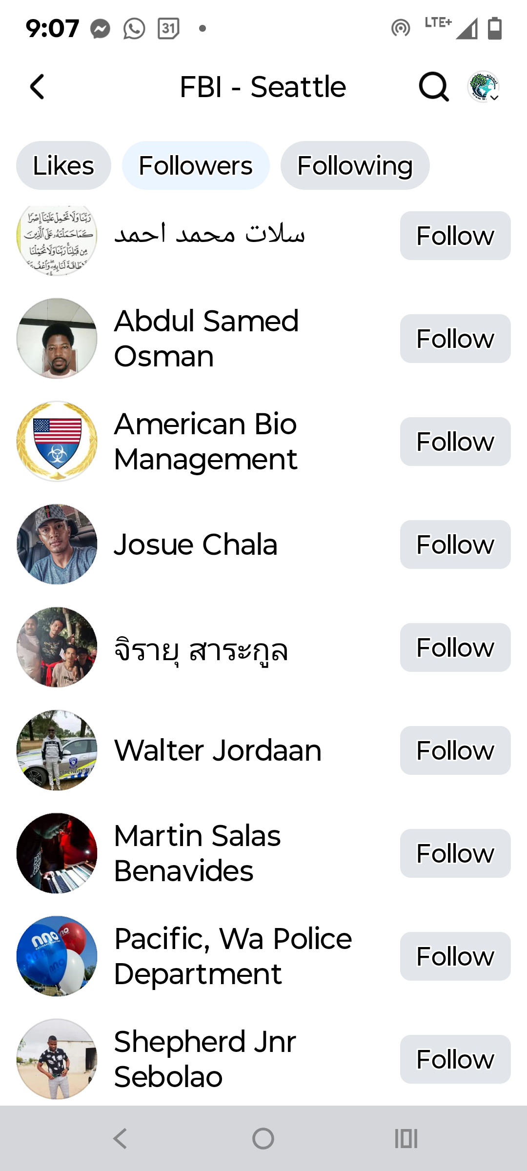 Scammy followers